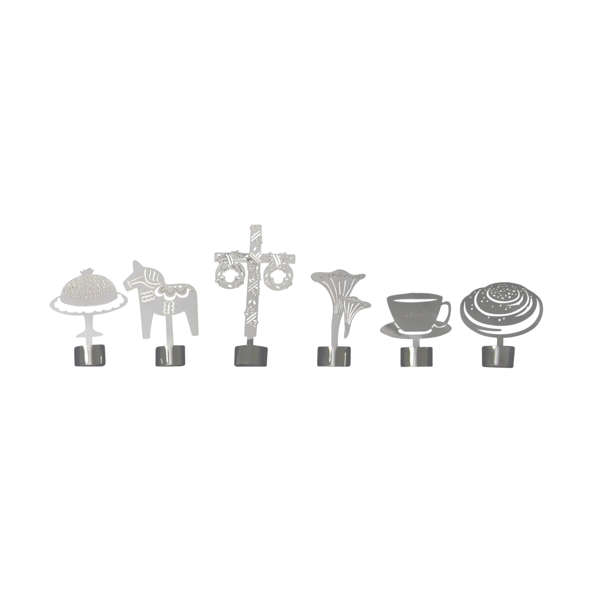 Like a swede glasmarkör 6 delar, Silver-metall Pluto Design