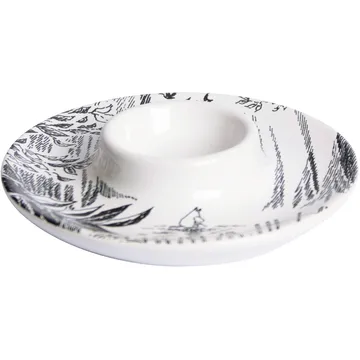 Mumin äggkopp med fat - Svart-vit - Pluto Design