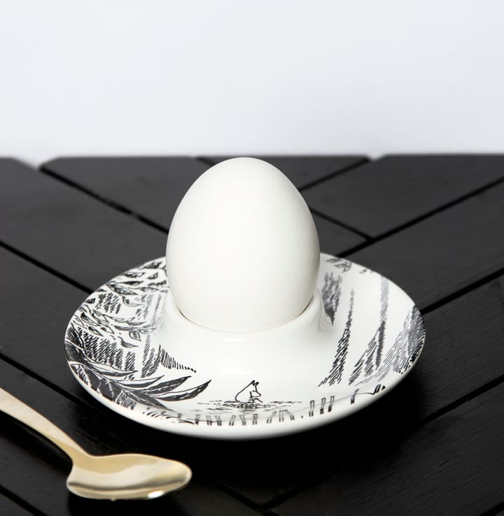 Mumin äggkopp med fat, Svart-vit Pluto Design