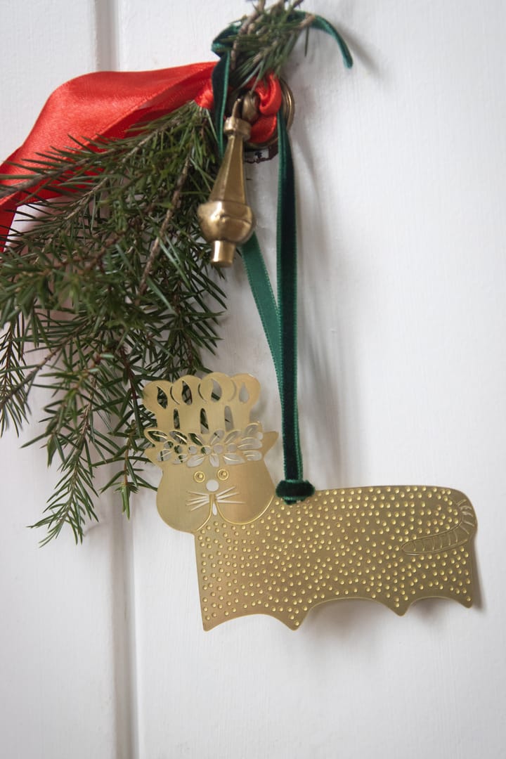 Stig L gingerbread cat dekorationshänge, Guld-mässing Pluto Design