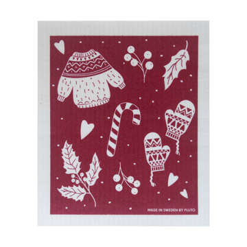 Läs mer om Pluto Design Winter disktrasa 17x20 cm Röd-grå