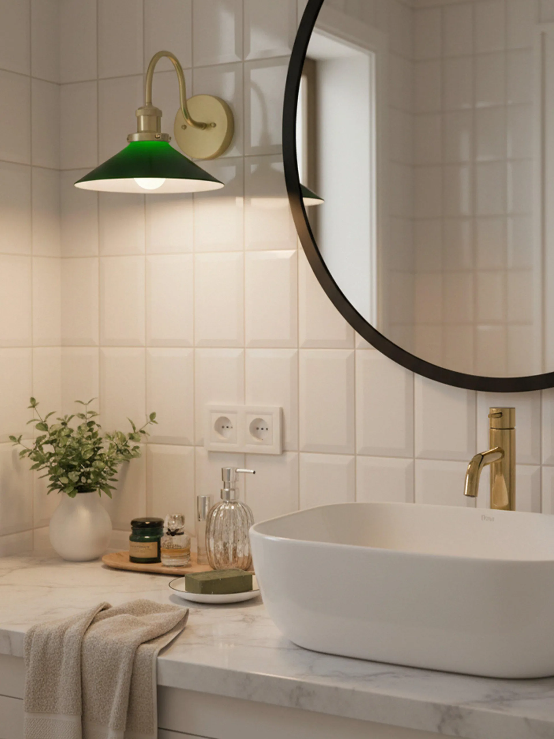 August vägglampa, Grön-mässing PR Home