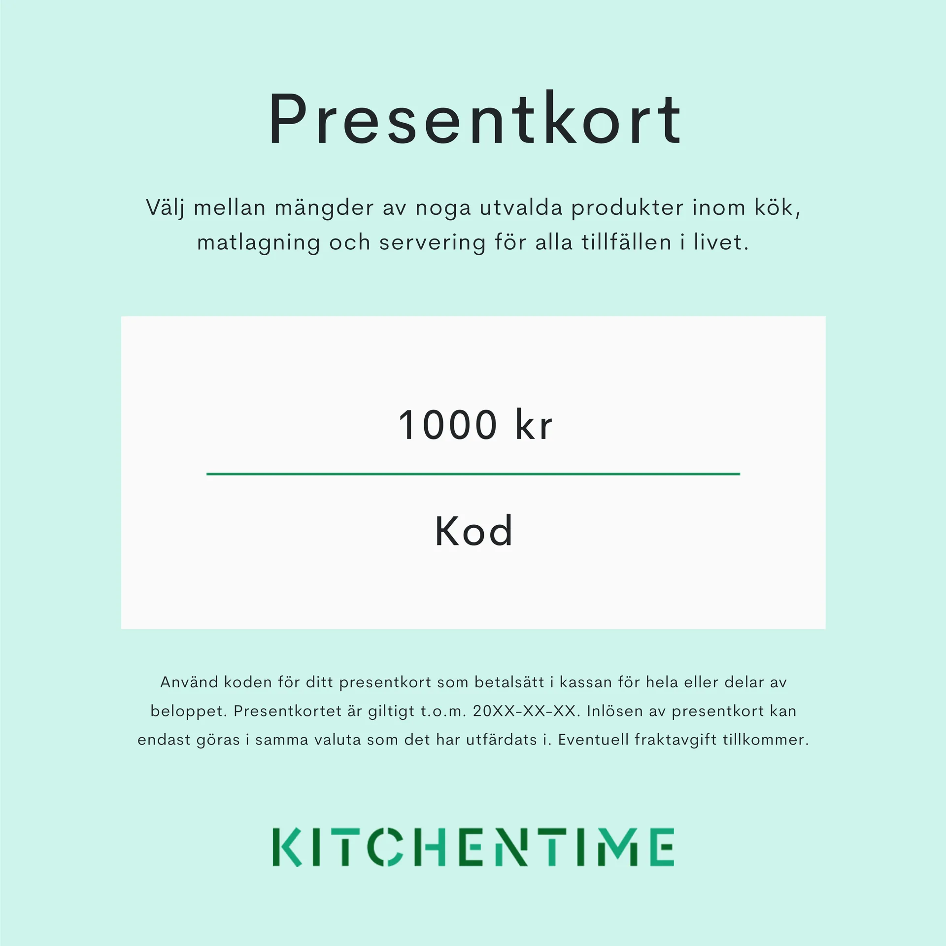 Digitalt presentkort, 1000 kr Presentkort
