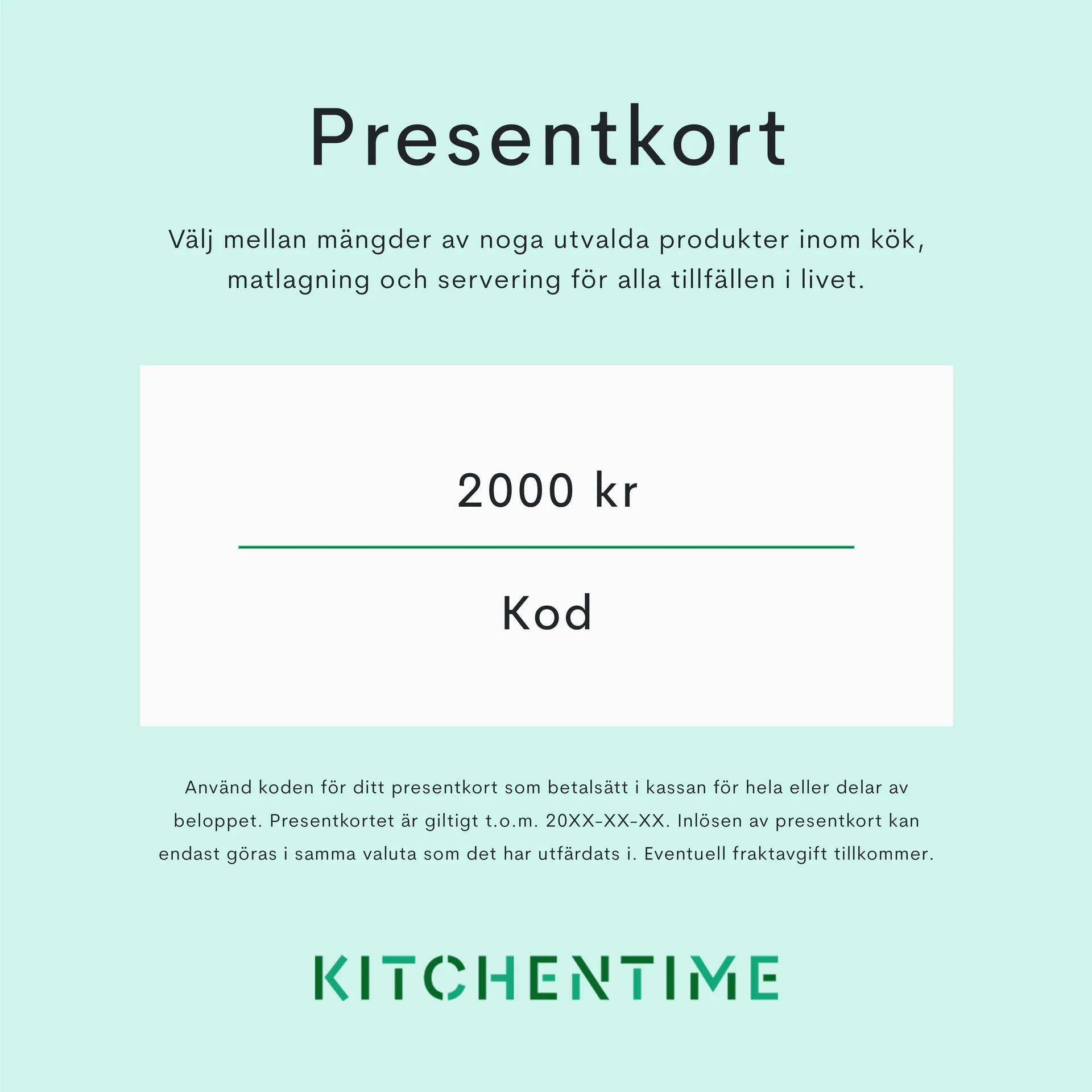 Digitalt presentkort, 2000 kr Presentkort