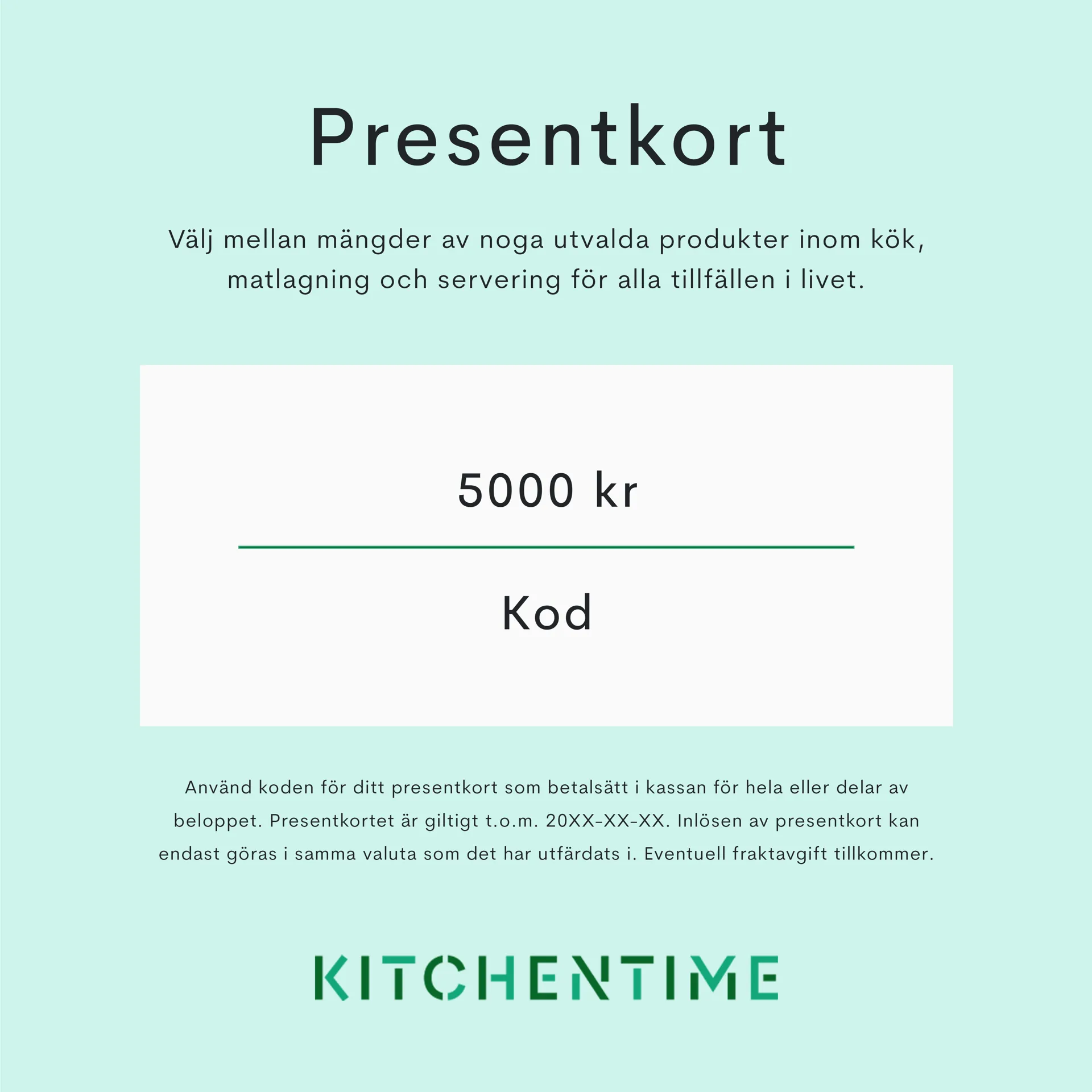 Digitalt presentkort, 5000 kr Presentkort