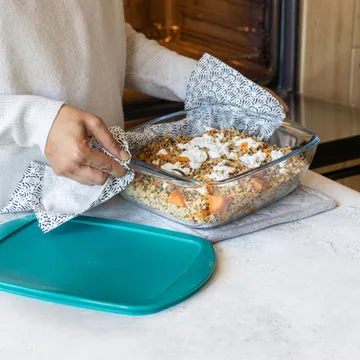 Cook & Store rektangulärt fat med lock glas - 28x20x8 cm - Pyrex