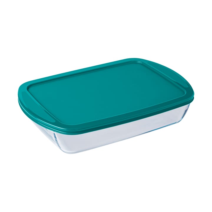 Fat rektangulärt med lock glas - 40x27x7 cm - Pyrex