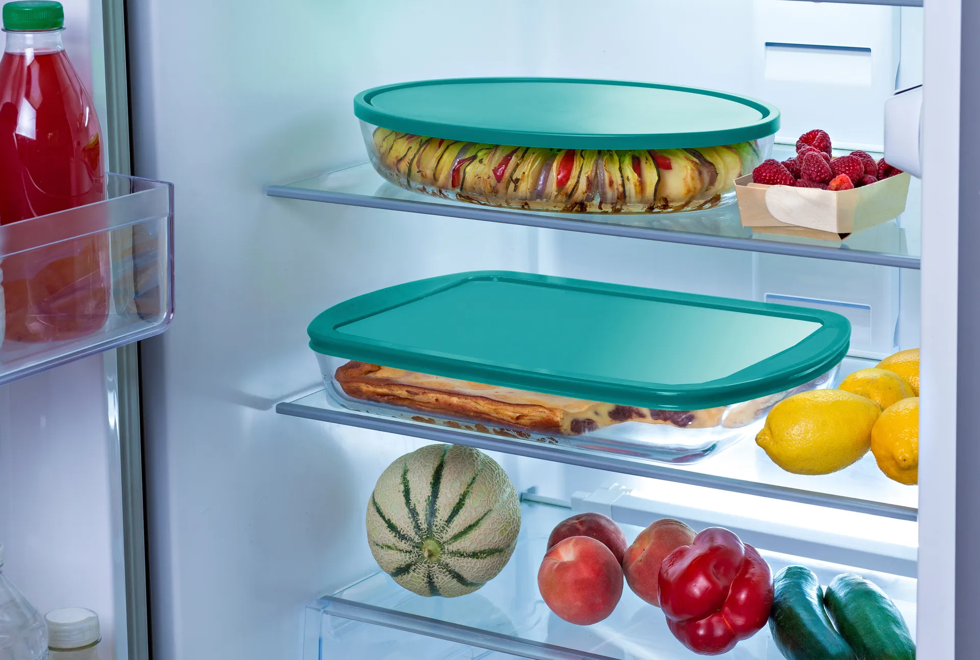 Fat rektangulärt med lock glas, 40x27x7 cm Pyrex