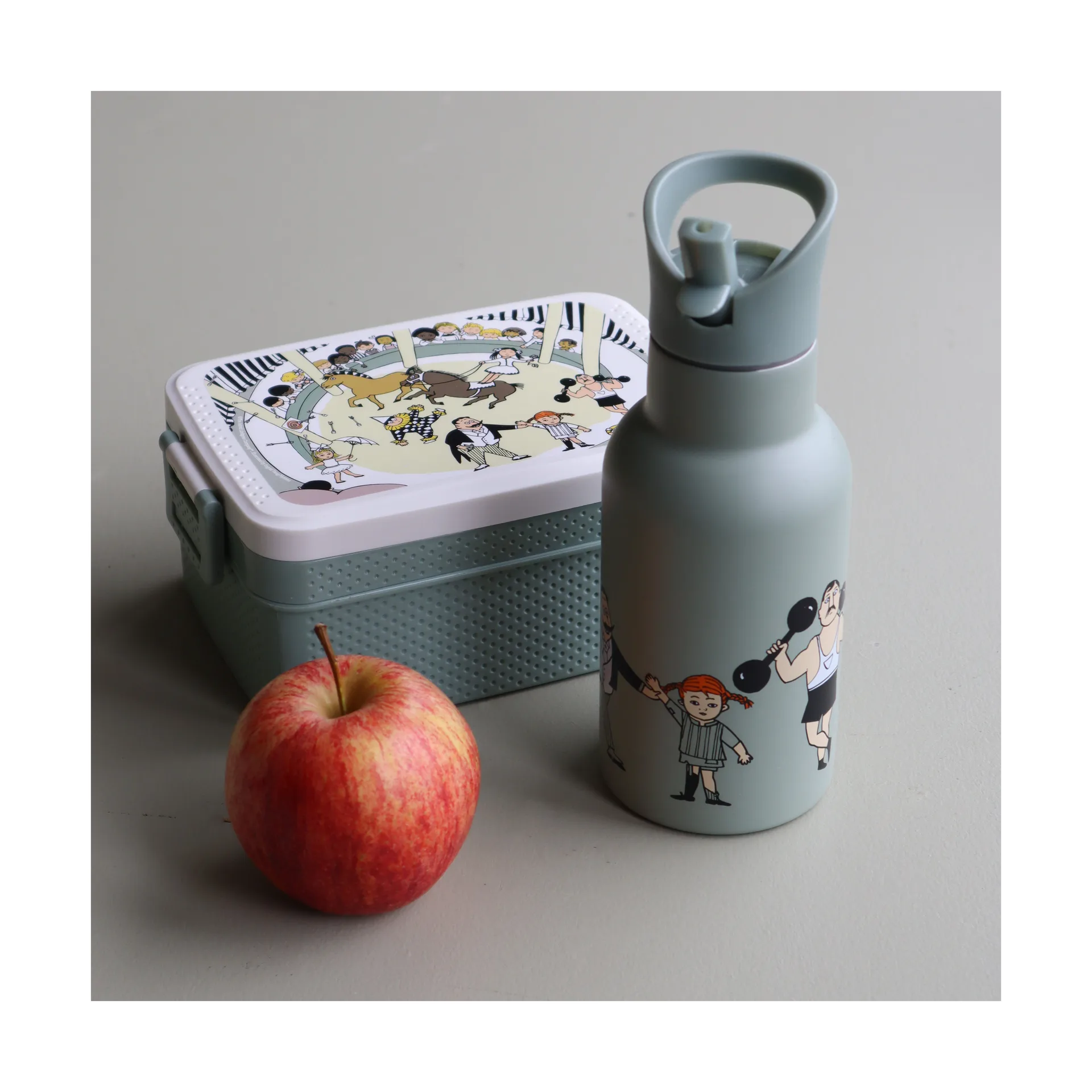 Pippi Cirkus lunchlåda 8x18,5 cm, Grön-vit Rätt Start