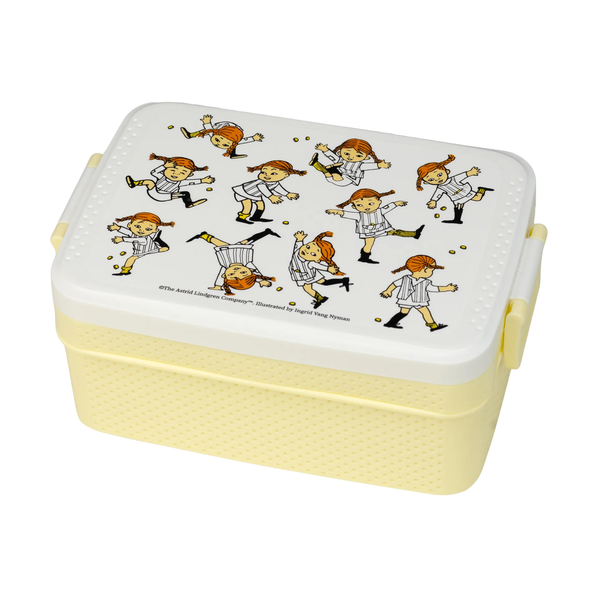 Pippi Cirkus lunchlåda 8x18,5 cm, Gul-vit Rätt Start