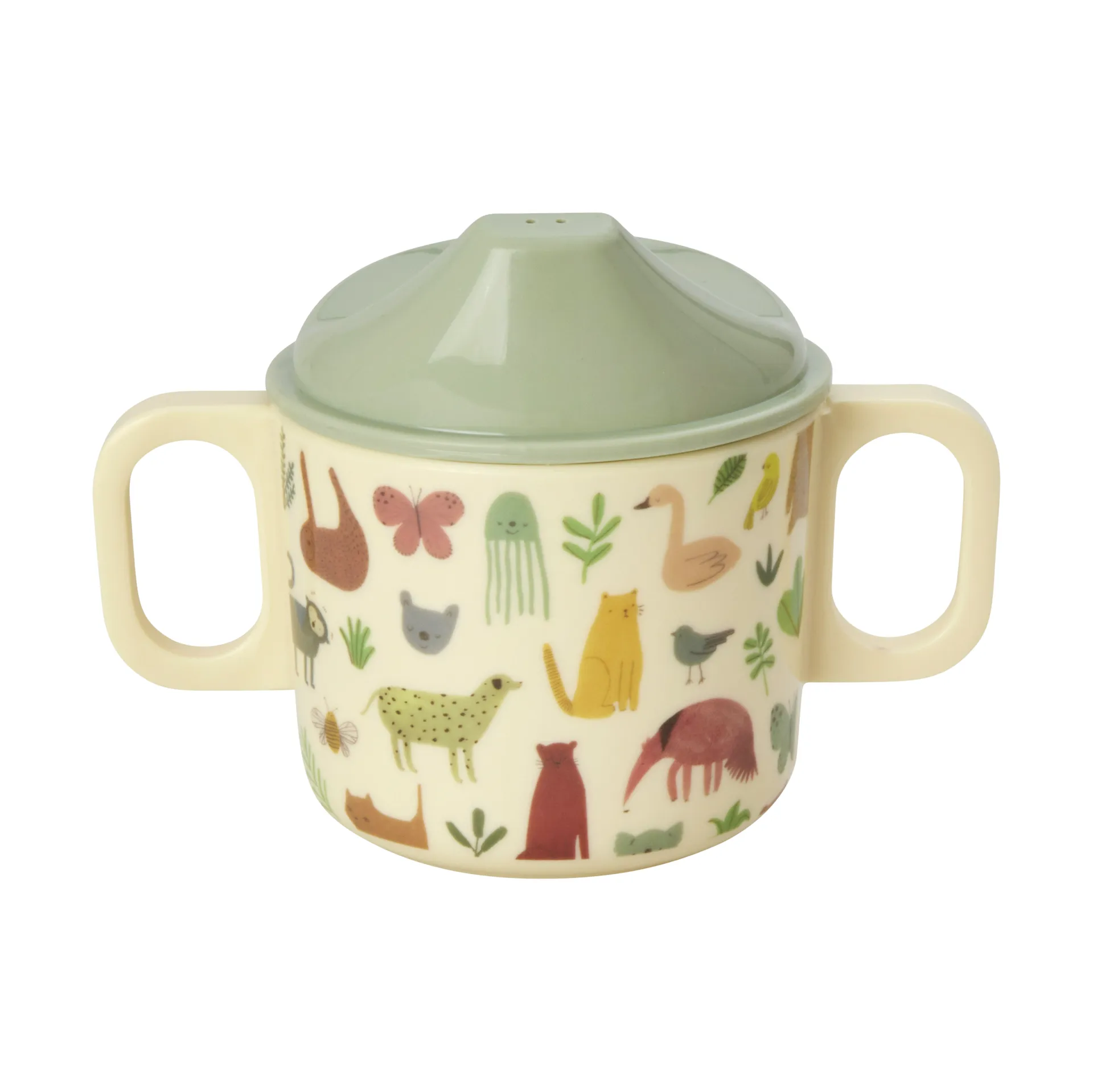Rice barnmugg med två handtag 20 cl, Sweet Jungle Print-Cream RICE