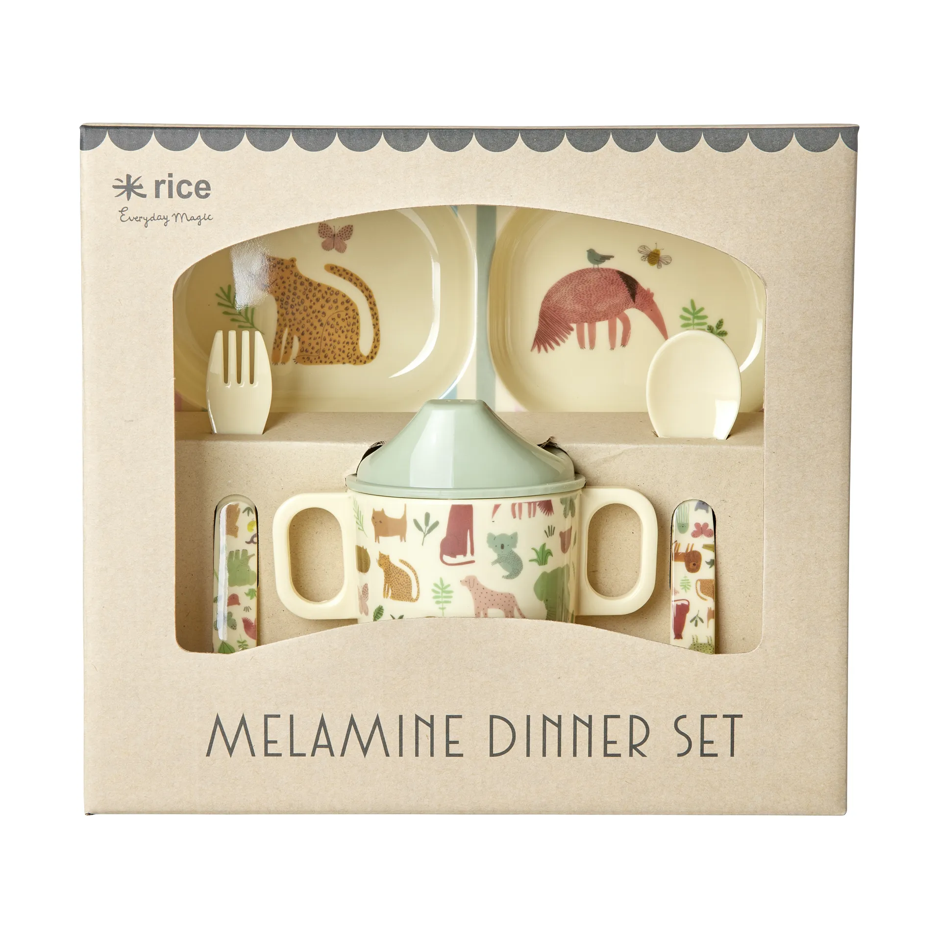 Rice barnservis 4 delar, Sweet Jungle Print-Cream RICE