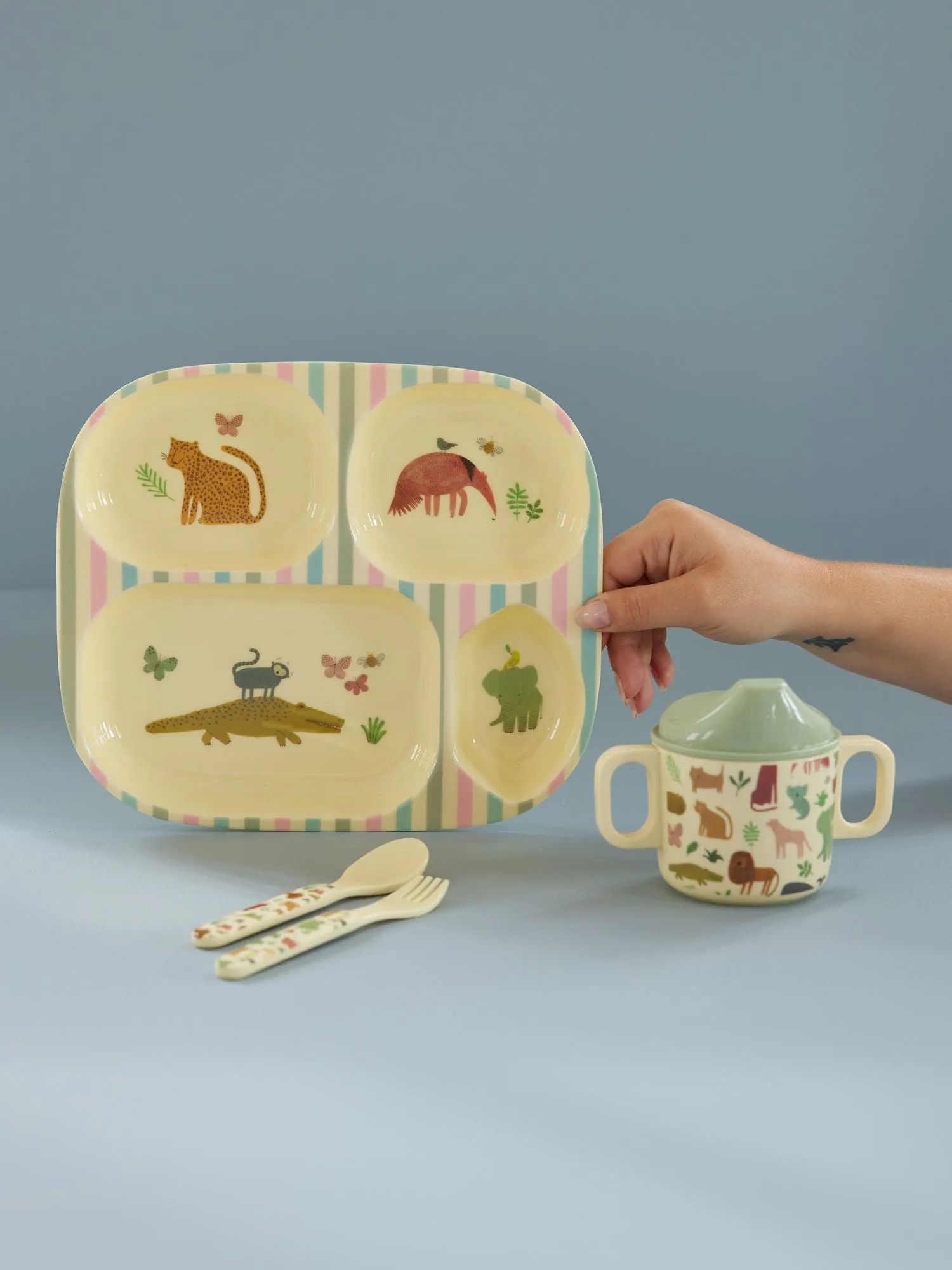 Rice barnservis 4 delar, Sweet Jungle Print-Cream RICE