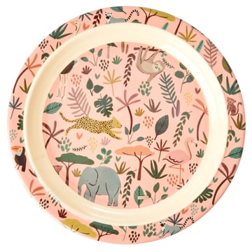 Läs mer om RICE Rice barntallrik Jungle animals Coral-multi