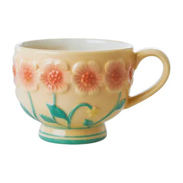 Rice Embossed Flower keramikmugg 30 cl - Creme - RICE