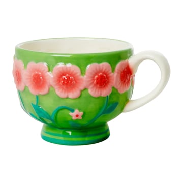 RICE Rice Embossed Flower keramikmugg 30 cl Sage green