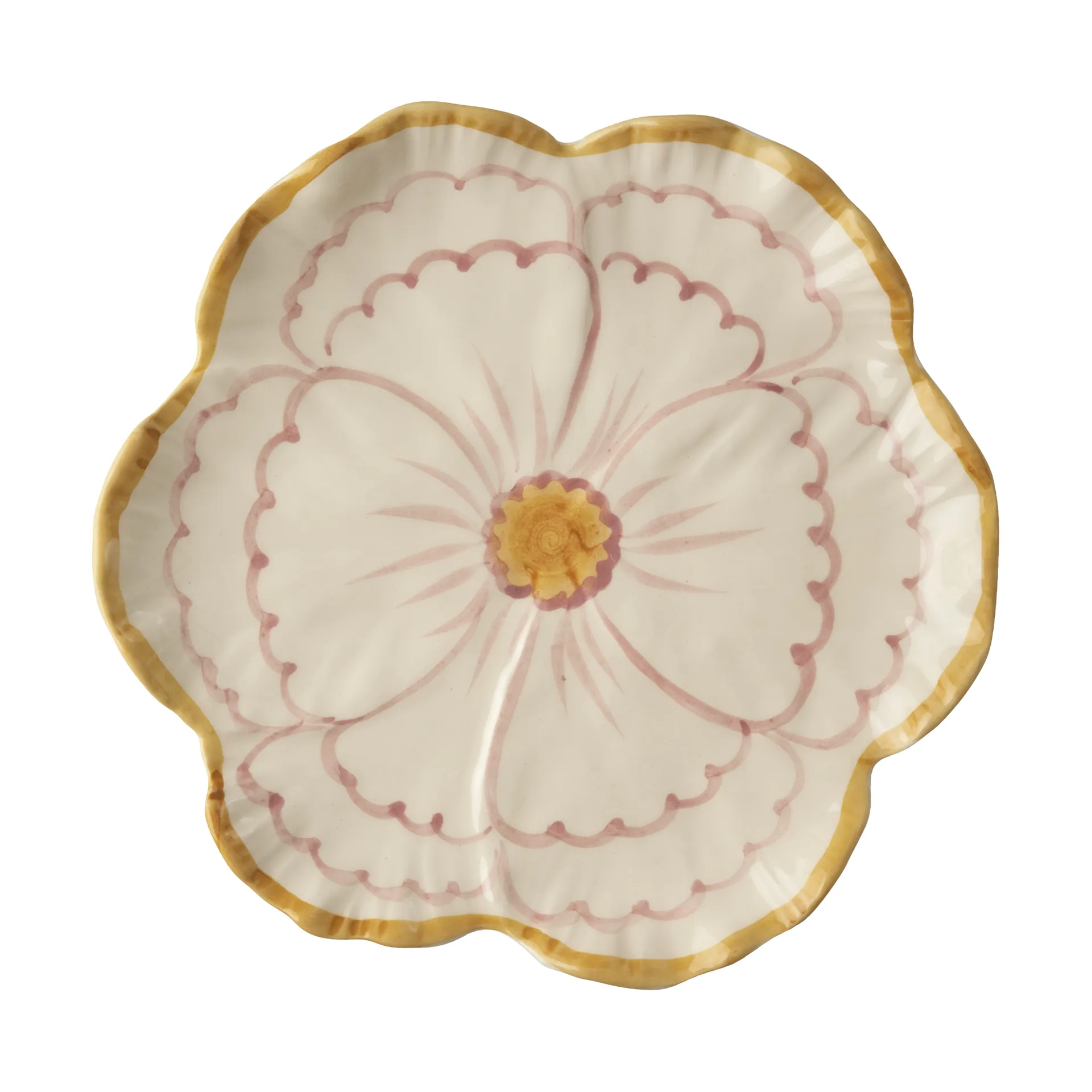 Rice Flower tallrik Ø19,5 cm, Yellow border RICE