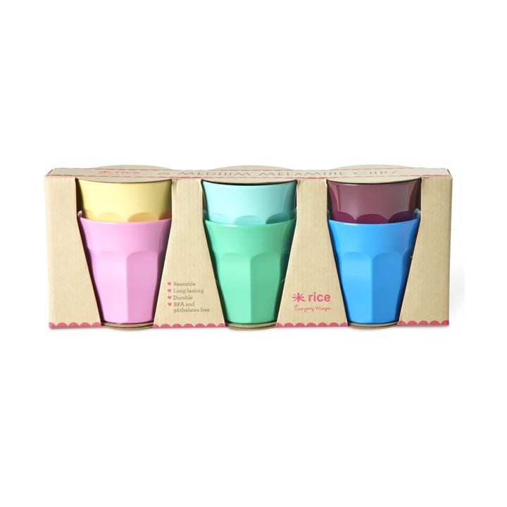 Rice melaminkopp medium 6-pack - Show youre true colors - RICE