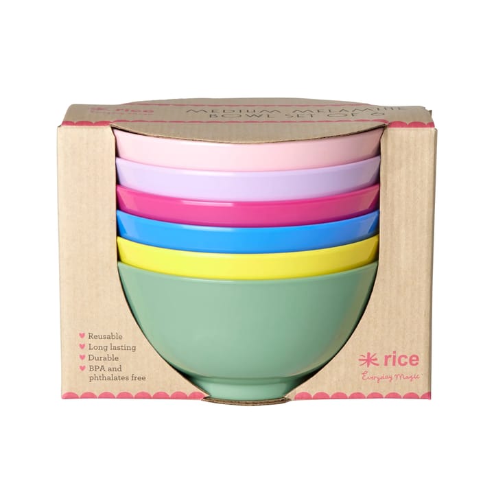 Rice melaminskål medium Ø15 cm 6 delar - Multicolor - RICE