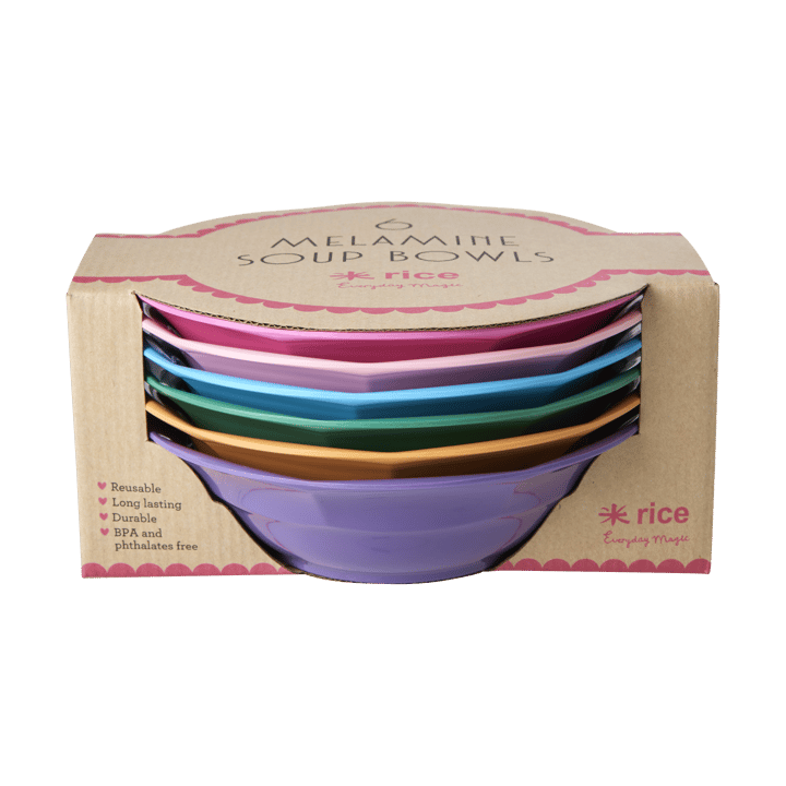 Rice sopptallrik melamin Ø19 cm 6 delar, Multicolor RICE