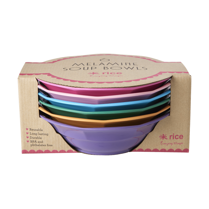 Rice sopptallrik melamin Ø19 cm 6 delar - Multicolor - RICE