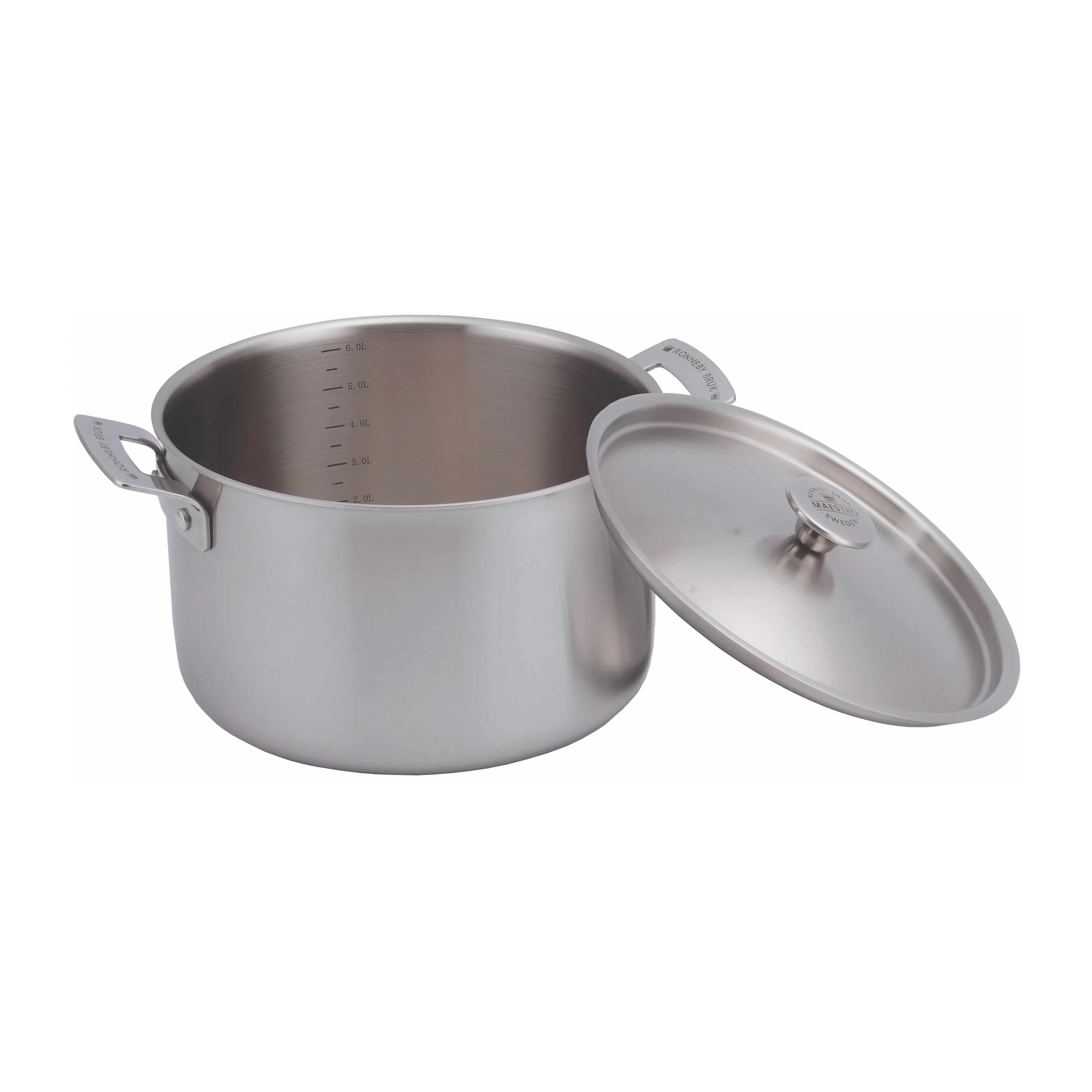 Ronneby Bruk Inox gryta rostfri med lock, 6 l