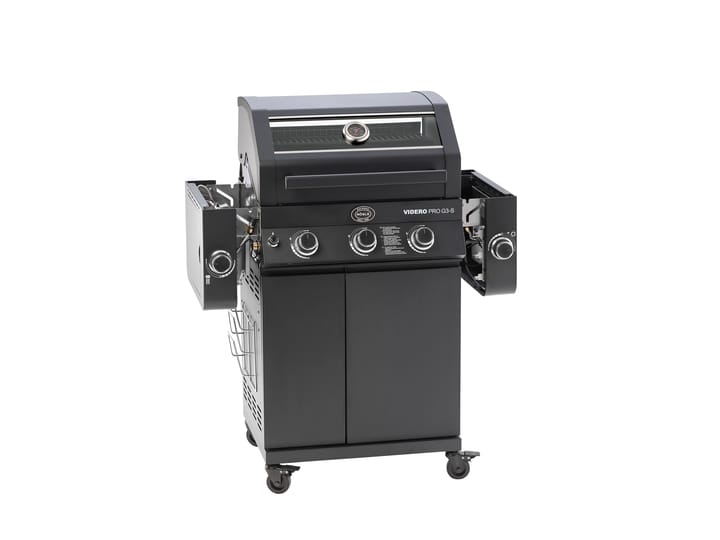 Videro PRO G3-S Vario+ gasolgrill, Mattsvart Rösle