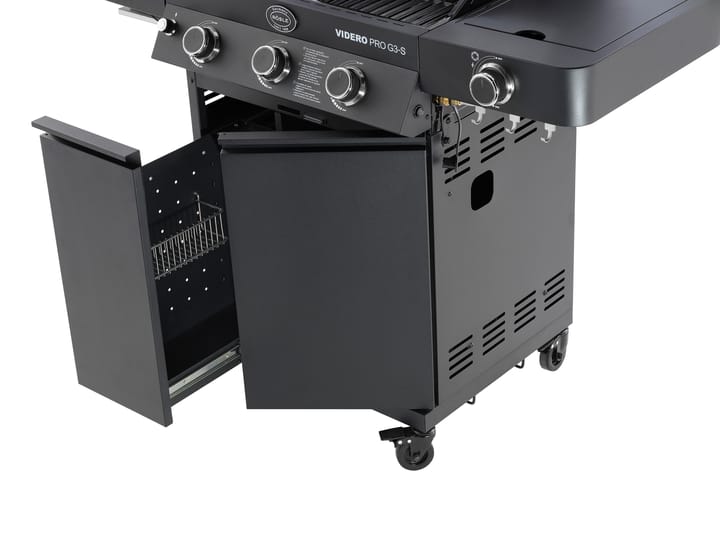 Videro PRO G3-S Vario+ gasolgrill, Mattsvart Rösle