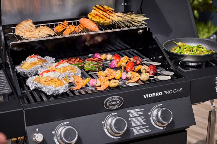 Videro PRO G3-S Vario+ gasolgrill, Mattsvart Rösle