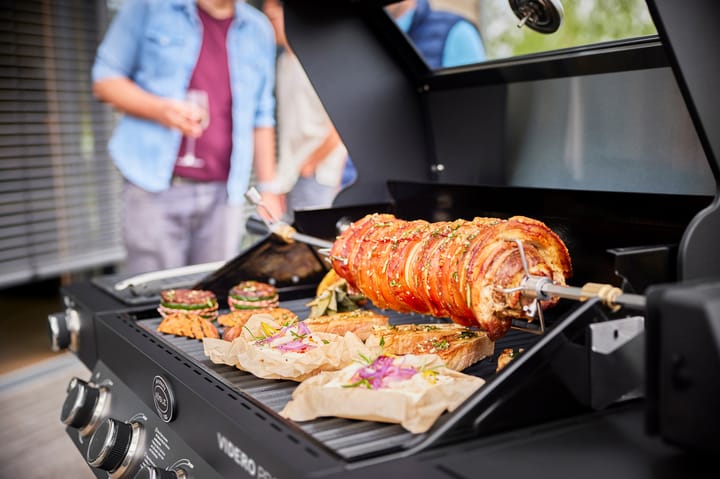 Videro PRO G4-SB Smart Vario+ gasolgrill, Mattsvart Rösle