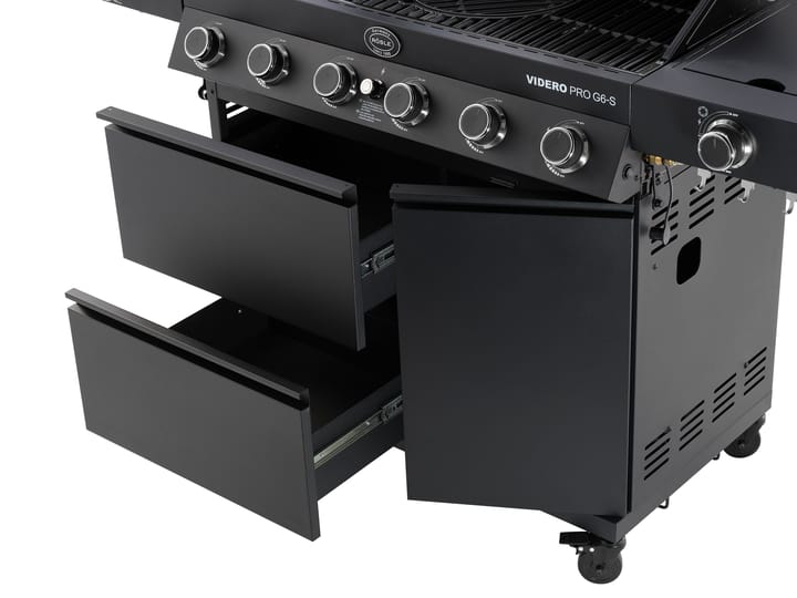 Videro PRO G6-S Vario+ gasolgrill, Mattsvart Rösle