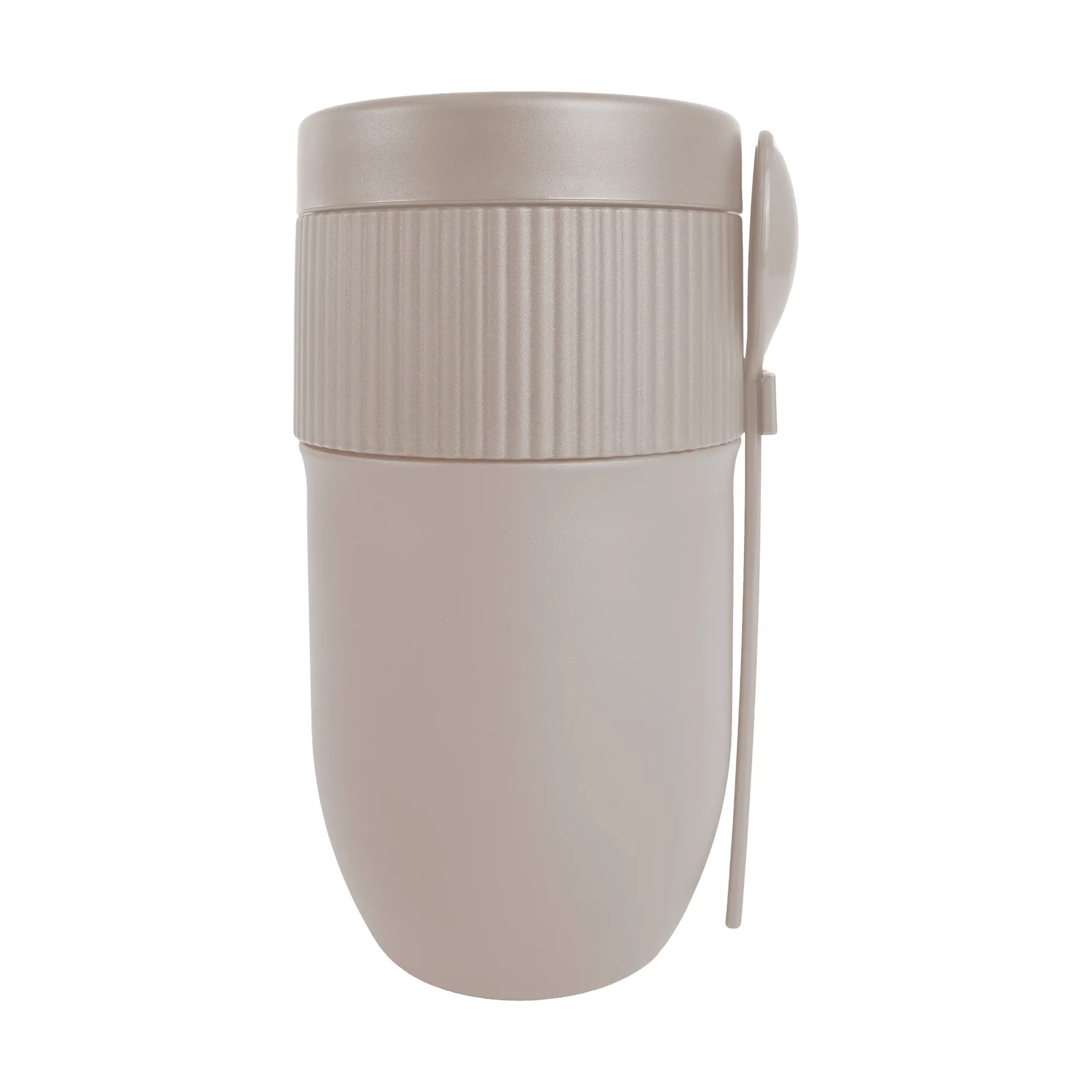 Sagaform Ted mattermos yoghurtmugg med sked Beige Pantone Warm gray 3C, 32 cl
