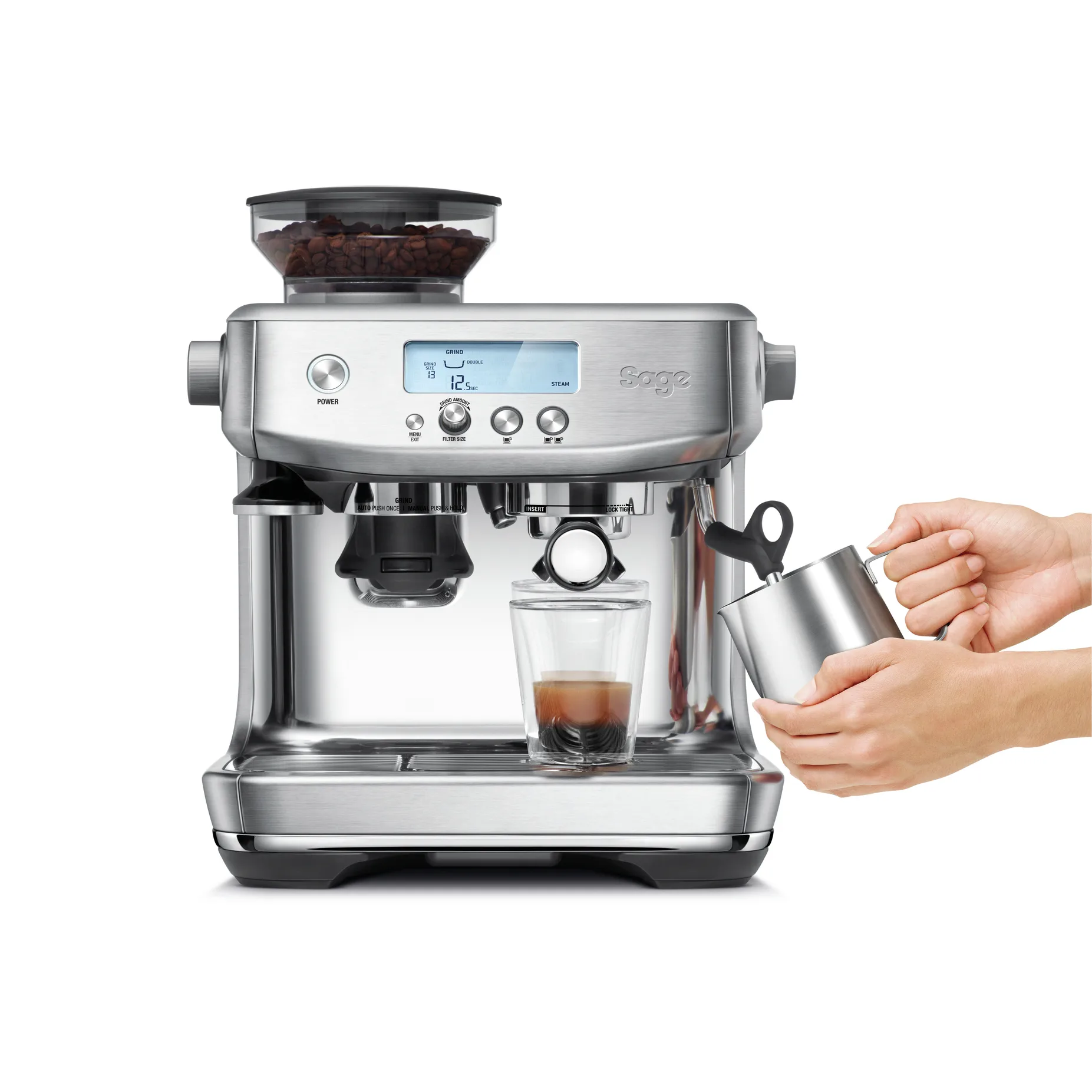 Sage SES 878 halvautomatisk espressomaskin, Brushed steel Sage