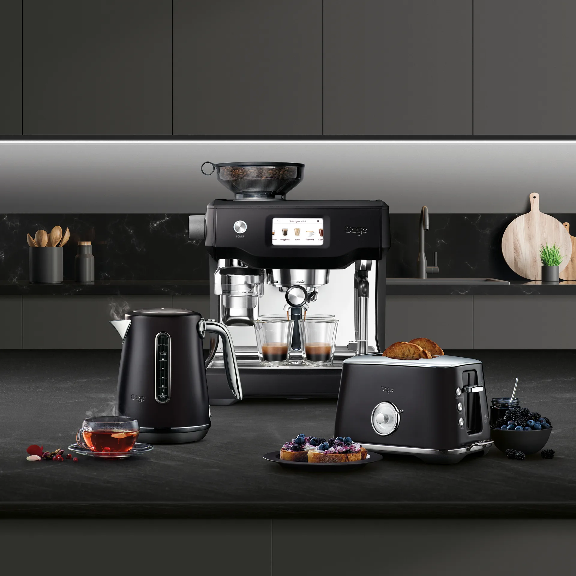 Sage SES 990 automatisk espressomaskin, Black Truffle Sage