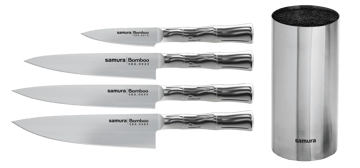 Samura BAMBOO knivset 4 knivar-1 knivblock Rostfritt stål