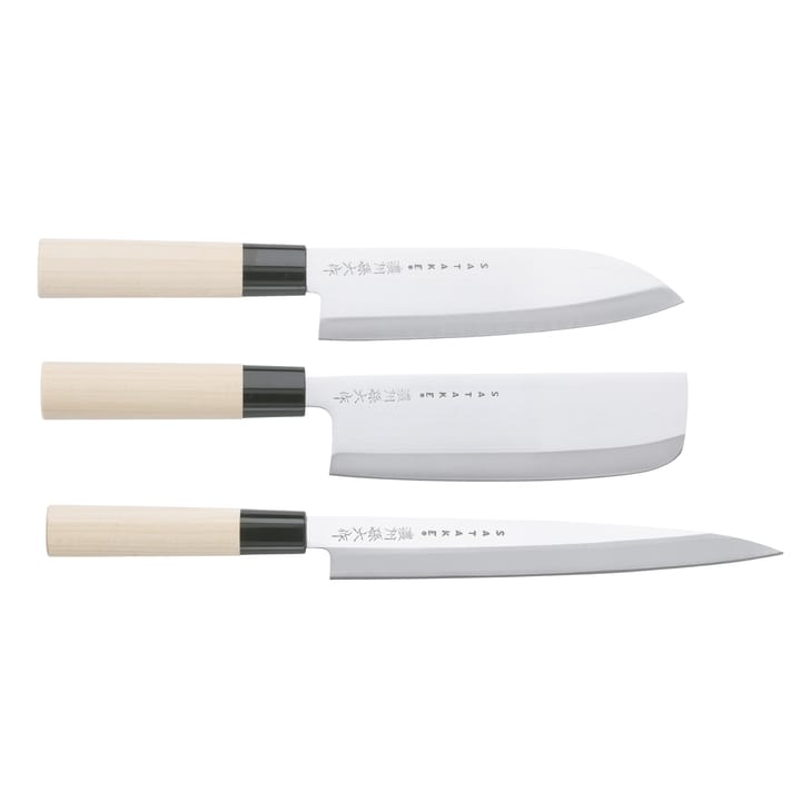 Satake Houcho knivset nakiri, sashimi & santoku, 3 delar Satake