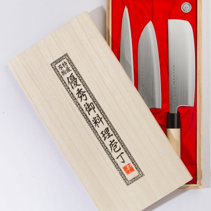 Satake Houcho knivset nakiri, sashimi & santoku, 3 delar Satake