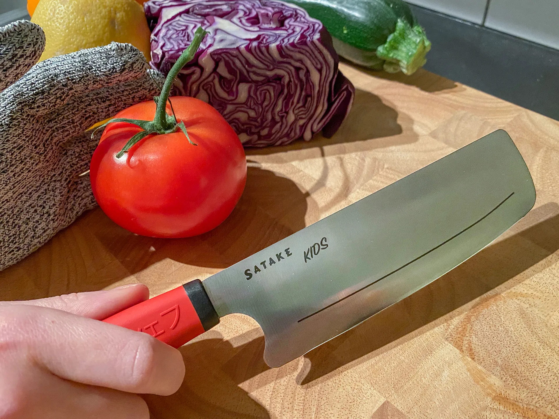Satake Kids barnkniv & skärsäker vante, 2 delar Satake