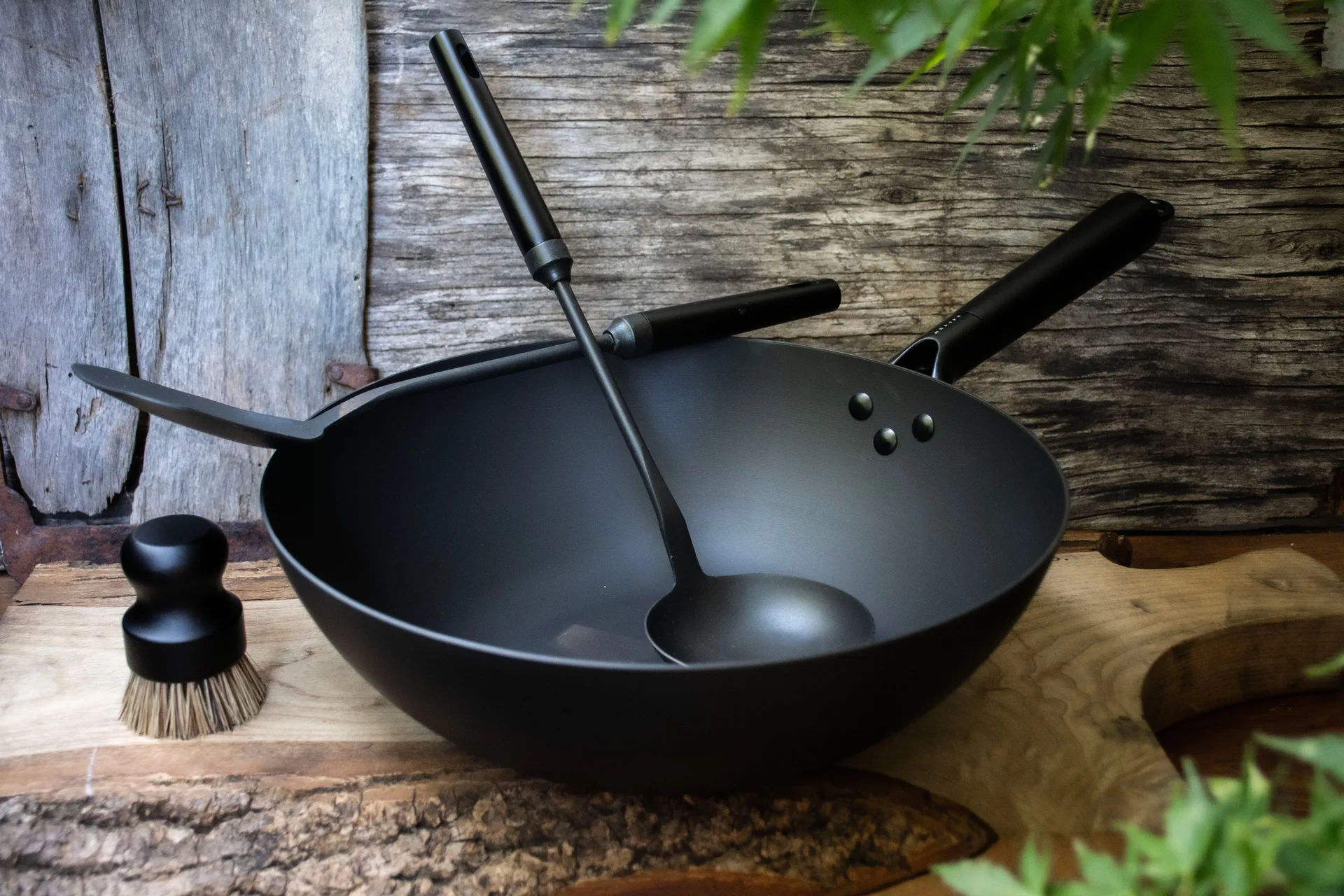 Satake wok set kolstål, 4 delar Satake