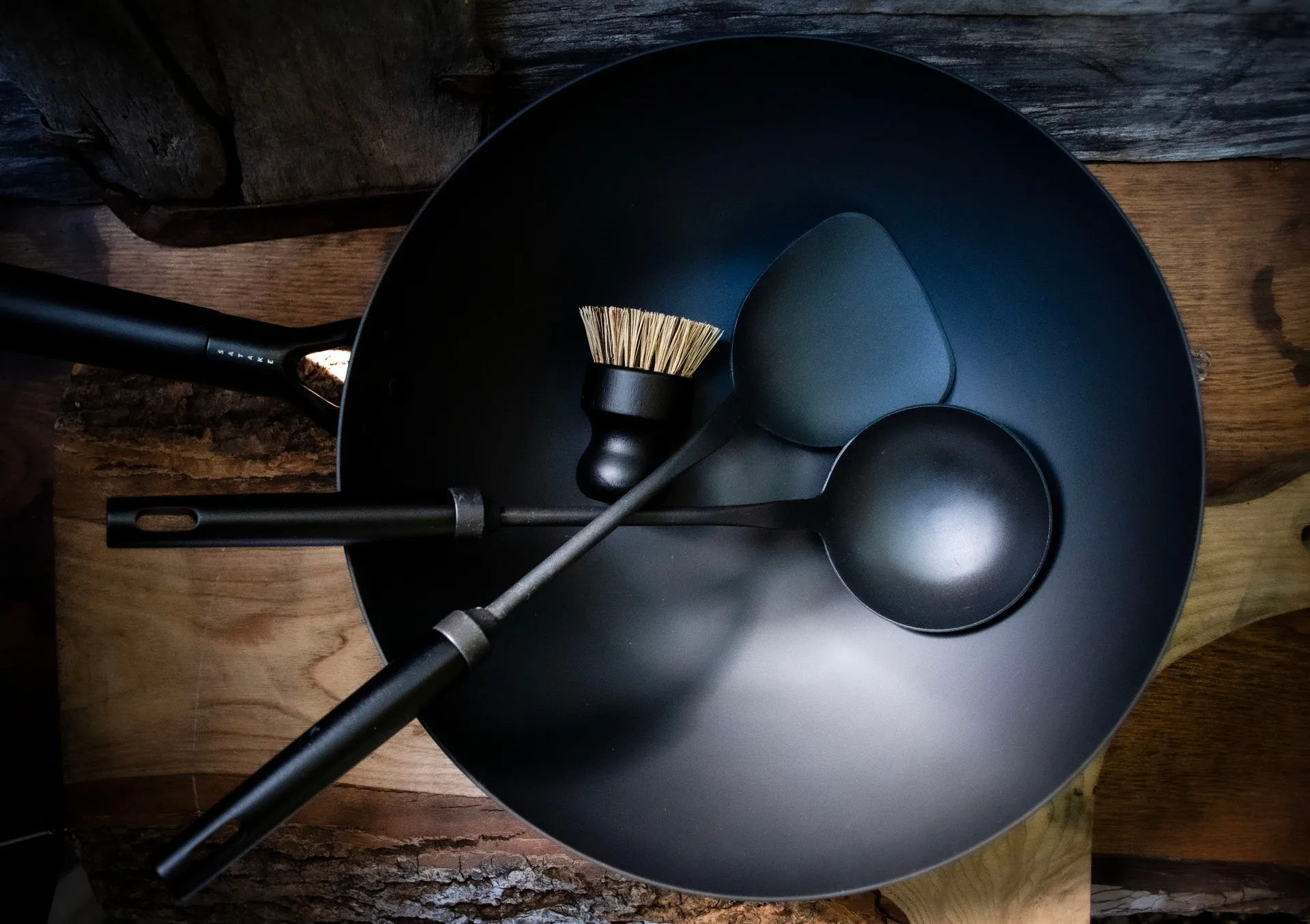 Satake wok set kolstål, 4 delar Satake