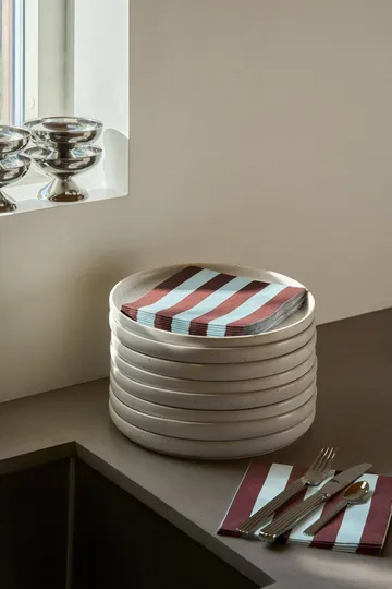 Bold Stripe pappersservett - Vinröd-blå, 20‑pack, 33×33 cm - Scandi Essentials