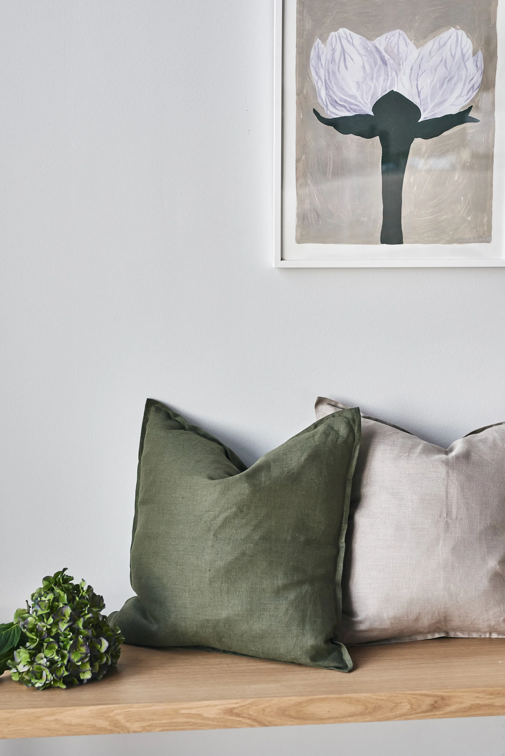 Calm kuddfodral linne 50x50 cm, Forest Green Scandi Living