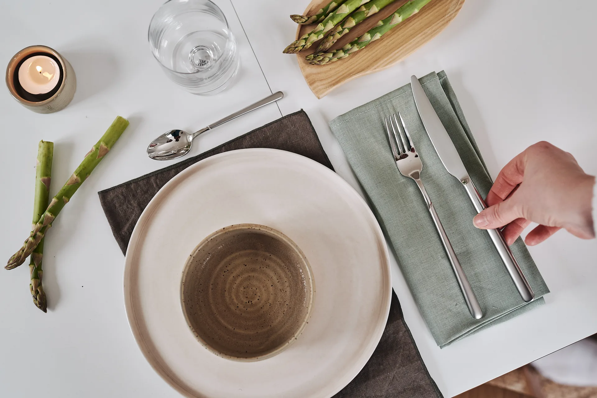 Clean linneservetter 45x45 cm 4-pack, dusty green Scandi Living