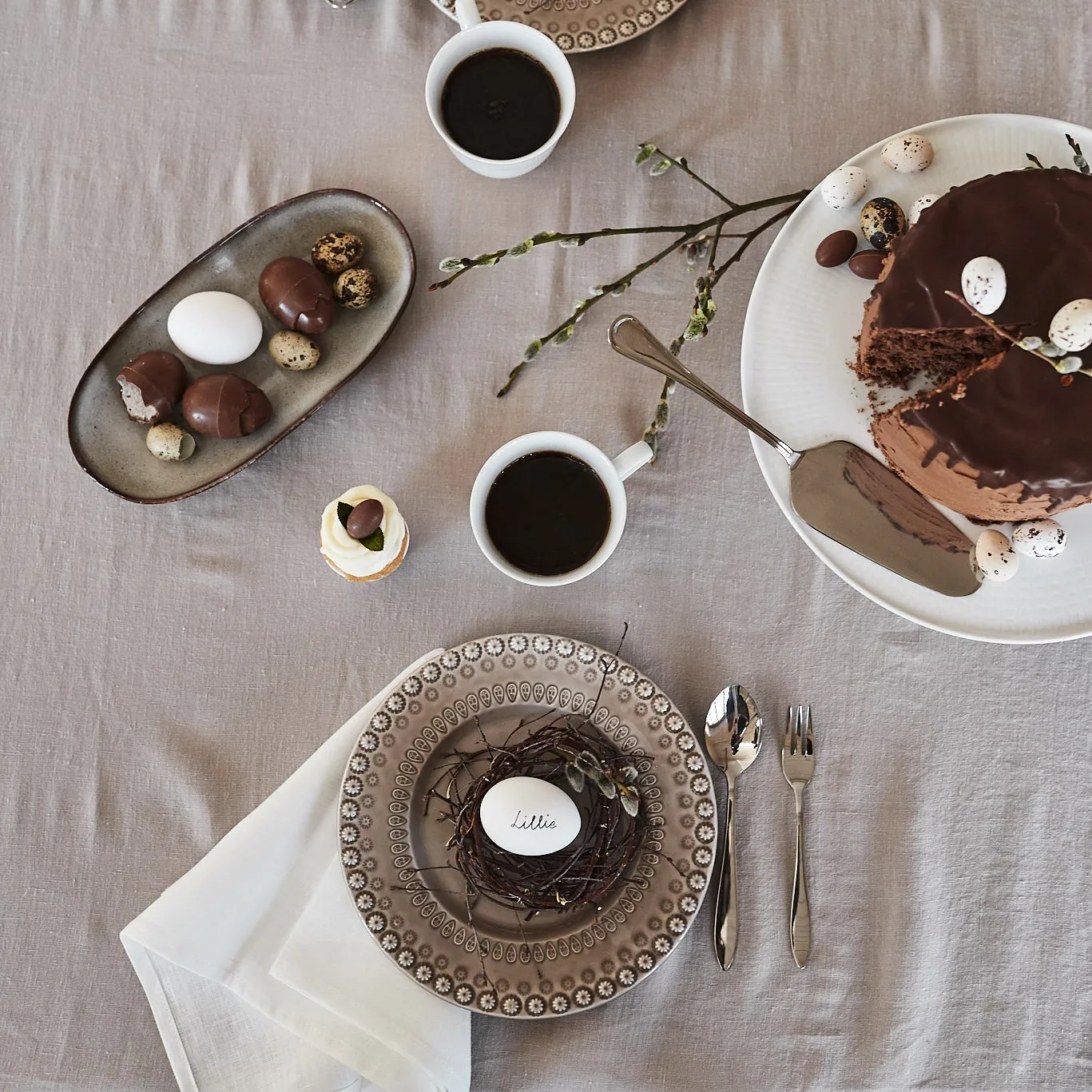 Clean linneservetter 45x45 cm 4-pack, white Scandi Living