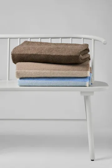 Row randig ullpläd - Beige, 120x185 cm - Scandi Living