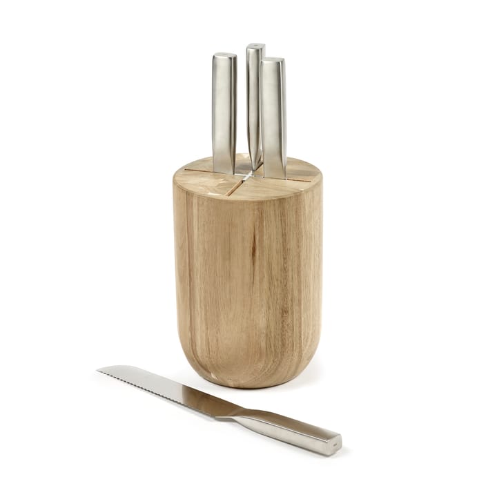 Base knivset med knivblock 5 delar, Wood-steel grey Serax