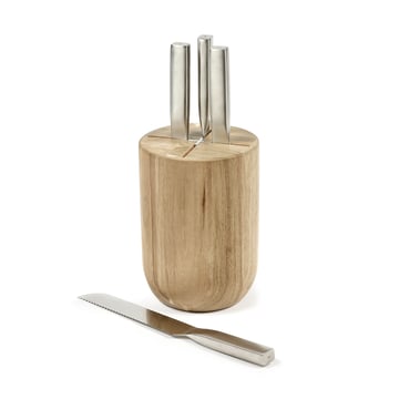 Serax Base knivset med knivblock 5 delar Wood-steel grey