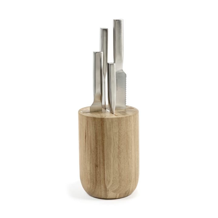 Base knivset med knivblock 5 delar, Wood-steel grey Serax