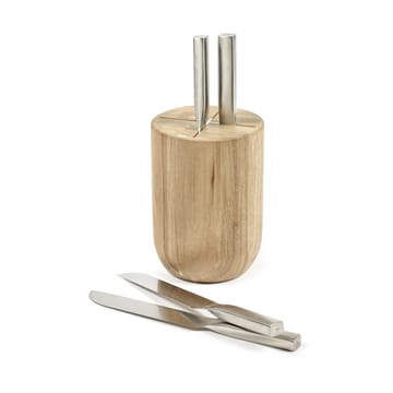 Base knivset med knivblock 5 delar - Wood-steel grey - Serax