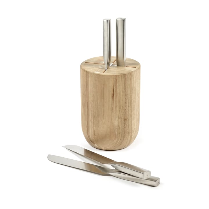 Base knivset med knivblock 5 delar, Wood-steel grey Serax